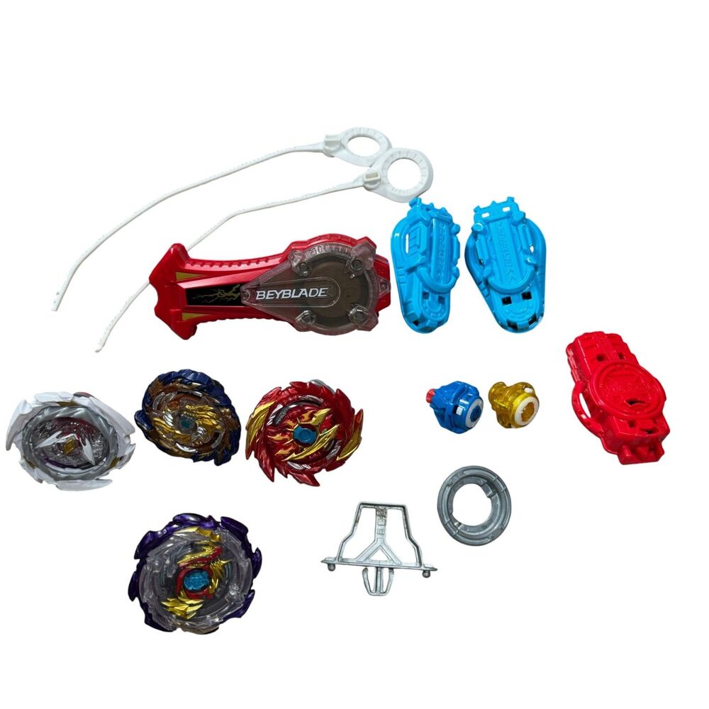 Beyblade LOT Hasbro & Tomy Beyblades Launchers Ripcords Spinners Metal Toys